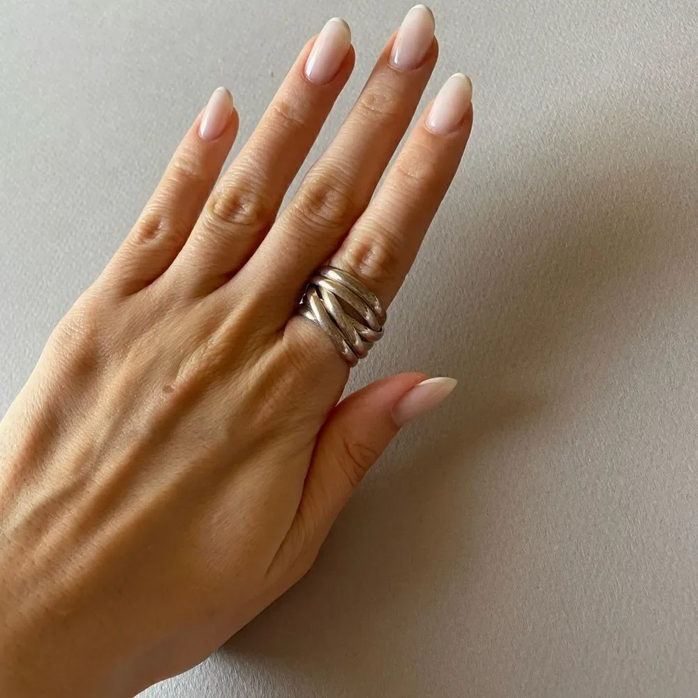Silver Multi-Band Woven Ring M377